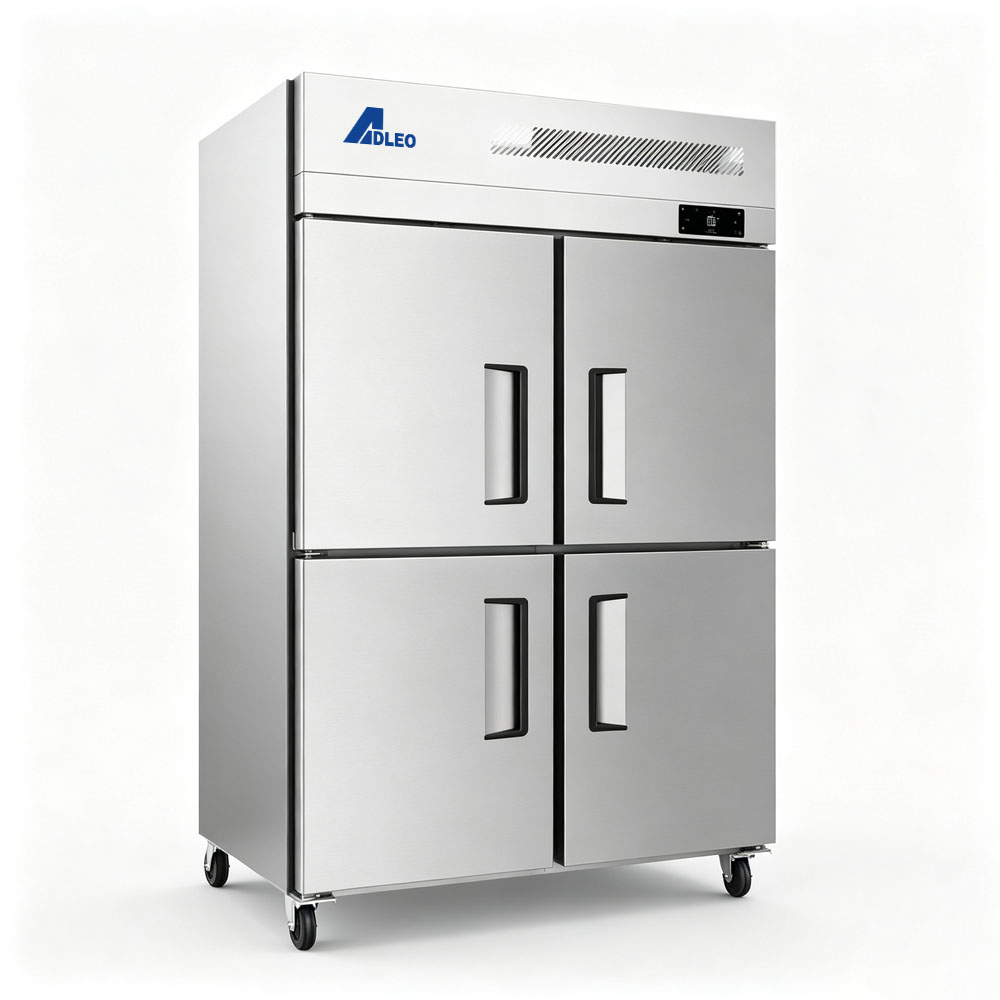 Four upright refrigerators